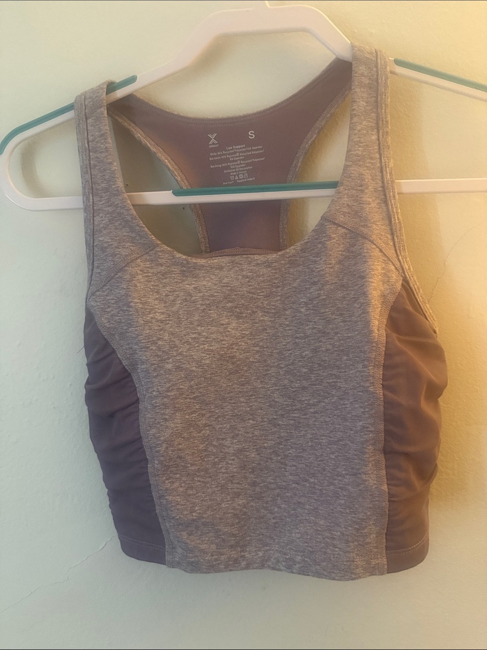 Xersion Heather Gray and Mauve Racerback Crop Top